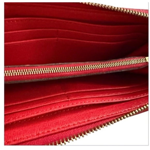 Dooney & Bourke Saffiano Leather Zip Clutch Red Wallet - Picture 4 of 16